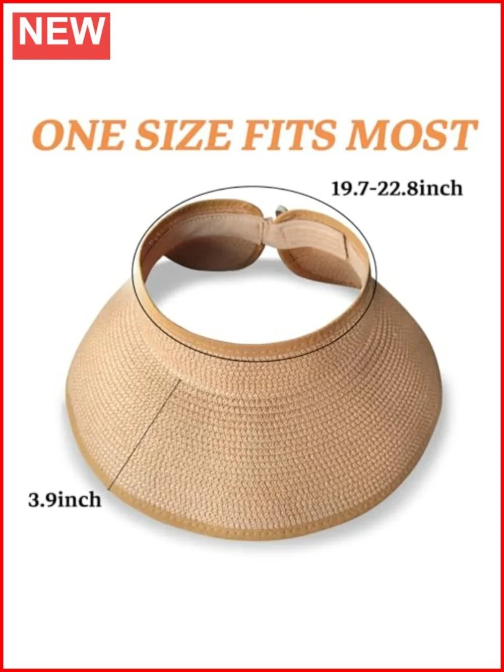 Straw Wide Brim Ponytail Sun Visor Hat for Women, UPF 50+ UV Protection